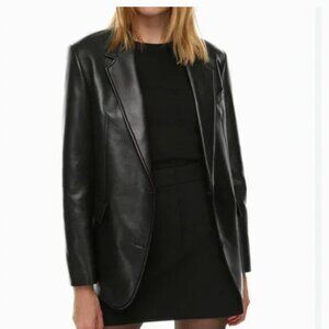 Aritzia Babaton Agency Relax Fit Vegan Leather BLazer Size xxs